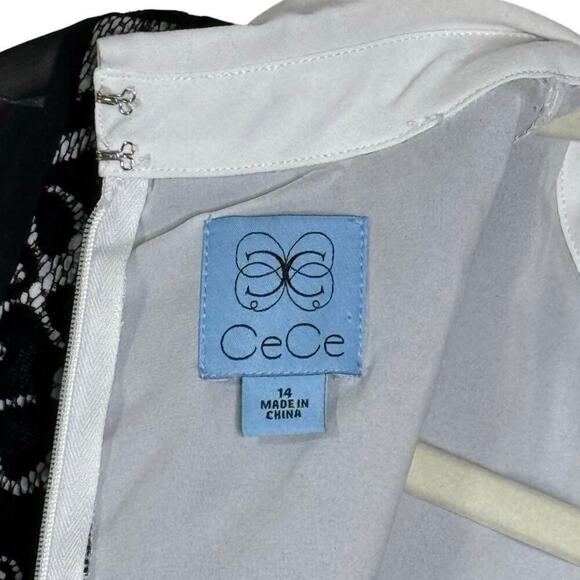 CeCe Velvet Floral Collared Dress Long Sheer Sleeves Women’s Size 14 - Picture 8 of 9